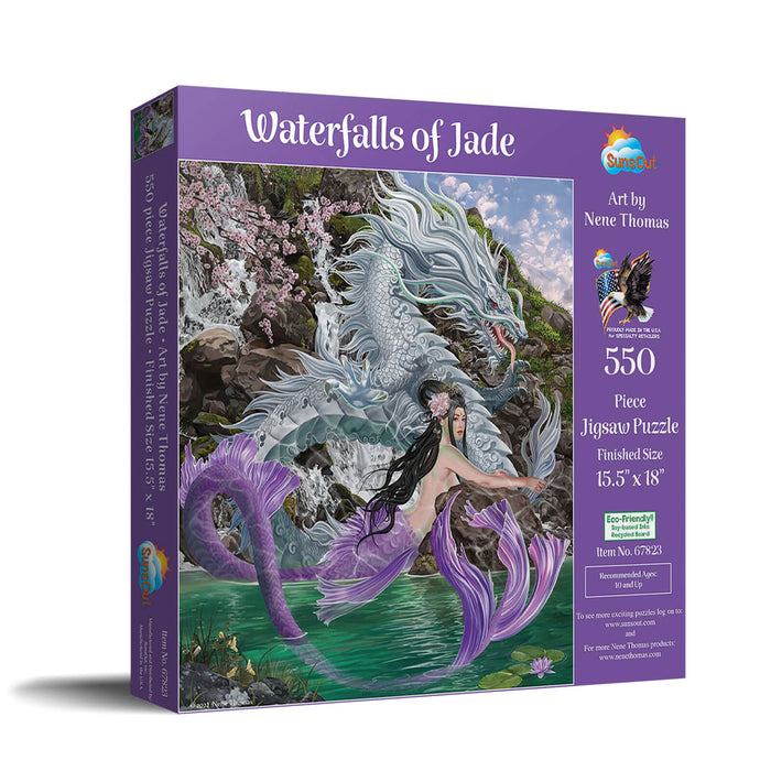 Box for the Waterfalls of Jade jigsaw puzzle by artist Nene Thomas