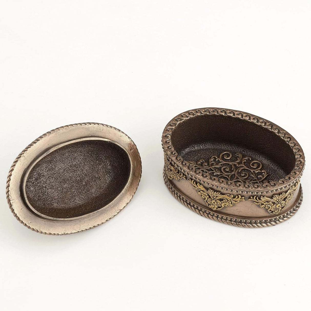 Decorative bronze box with intricate patterns