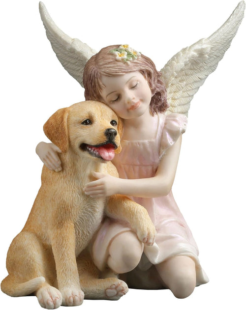 Golden Retriever & Little Girl Angel Figurine