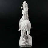 Sculpture of Lady Godiva riding a horse in the nude, clothed in her hair