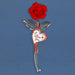 Glass red rose with clear stem embellished in 22kt gold and "I Love You" tag