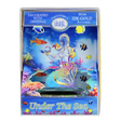 Glass mermaid figurine with crystal orb in a colorful fishy keepsake box with Glass Baron label and "Under the Sea"