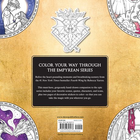 Back of book cover of 'Fourth Wing' coloring book 