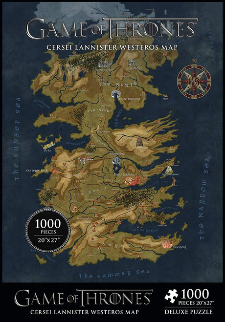 Game of Thrones Westeros Jigsaw Puzzle - 1000 Pieces, showing map
