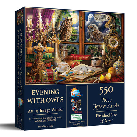 Evening With Owls jigsaw puzzle box, 550 pieces