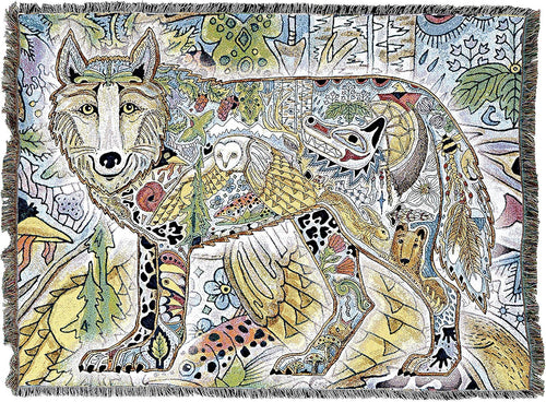 Wolf Animal Spirits Totem Tapestry Blanket