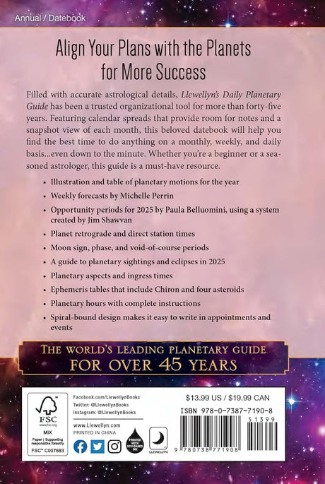 Llewellyn's 2025 Daily Planetary Guide - Your Best Opportunity Periods from Paula Belluomini, Forecasts by Michelle Perrin