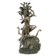 Bronze statue of a mythological figure Medusa with snakes for hair, holding a bow