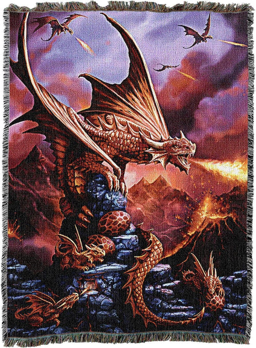 Fire Dragon Tapestry Blanket by Anne Stokes