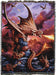 Tapestry blanket with red fire-breathing dragon surrounded by more dragons, babies and eggs