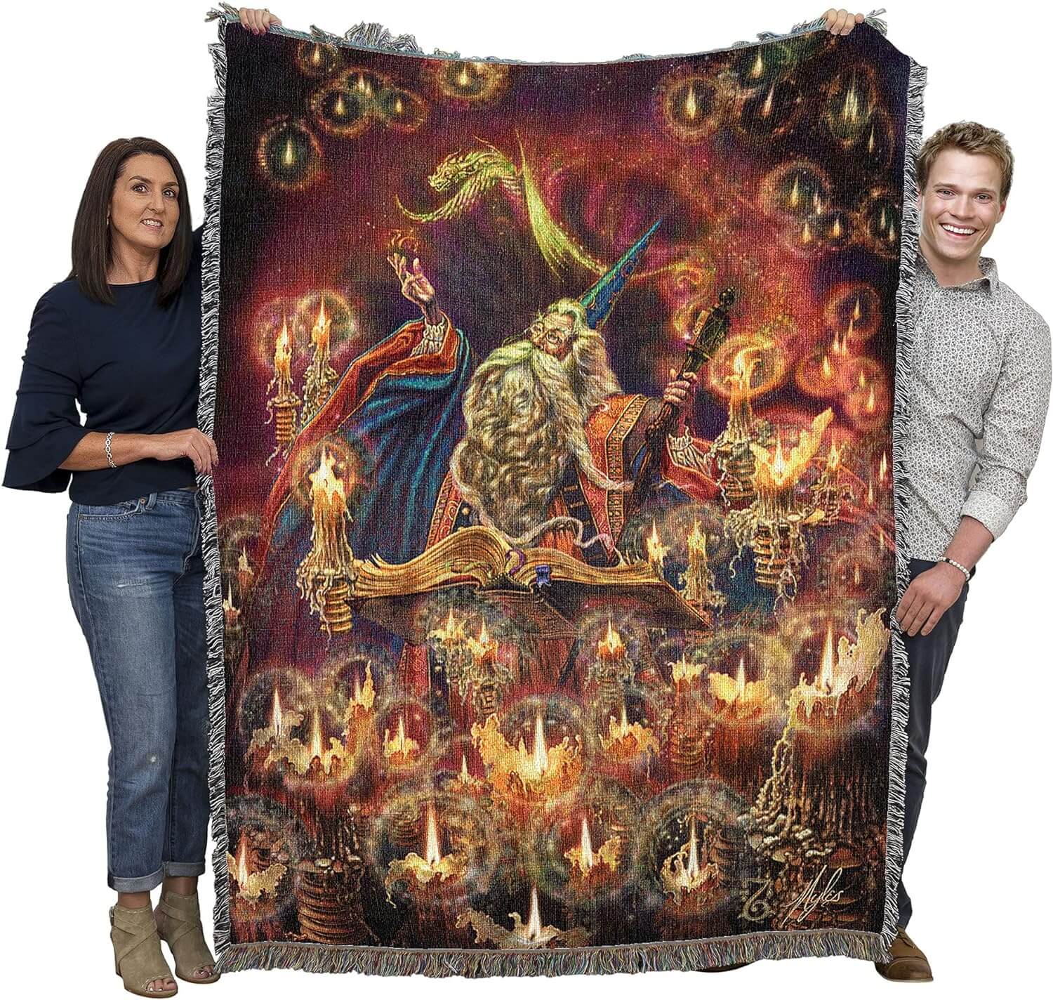Spellbound Wizard Tapestry Throw Blanket - Myles Pinkney Gifts