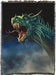 Tapestry blanket of a green roaring dragon head and neck