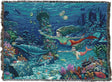 Mermaid mother & daughter tapestry with underwater scene featuring coral and fish