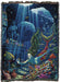 Tapestry blanket with art by Wil Cormier showing a mermaid un an undersea grotto filled with fish and treasure
