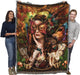 Autumn Queen tapestry blanket held by two adults to show large size