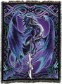 Dragon and sword tapestry with intricate designs on a purple background