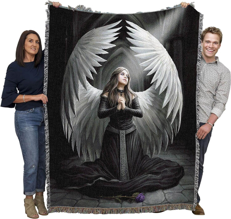 Angel blanket shown held by adults, large size