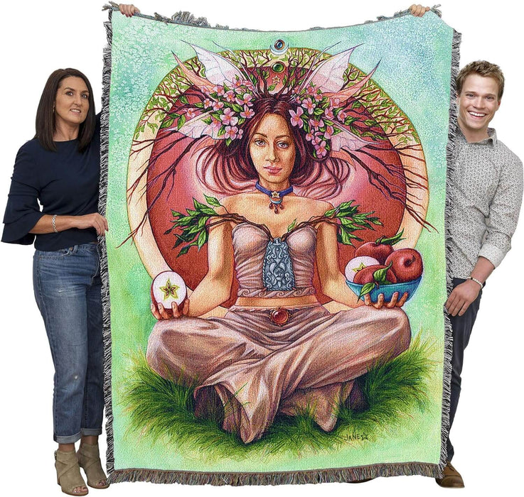 Apple Blossom Fae blanket held by two adults, showing large size