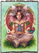 Tapestry blanket of a fae woman sitting cross legged in the grass with a bowl of apples and a crown of apple blossom branches in her hair