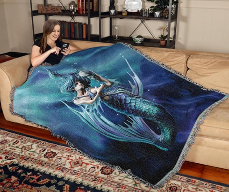 Sailor's Ruin Mermaid Tapestry Blanket by Anne Stokes