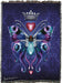 Blanket tapestry of butterfly with crown and hearts, and steampunk accents on purple background