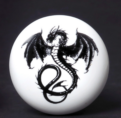 Bottle stopper with black wyvern dragon on white background