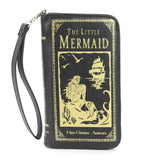 Black book-shaped wallet with 'The Little Mermaid' design in gold