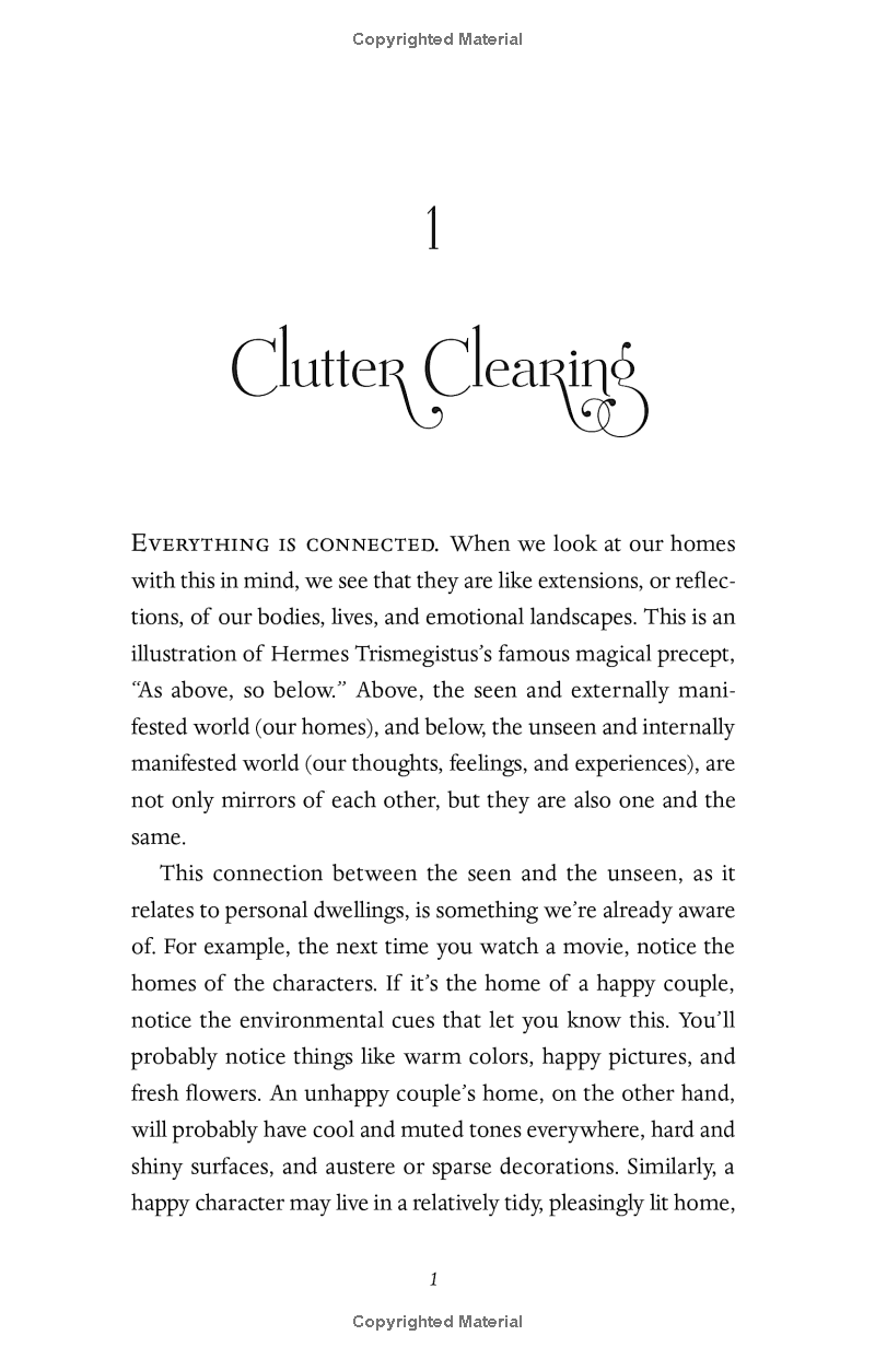 Page from Magical Housekeeping book titled 'Clutter Clearing' with text on a white background
