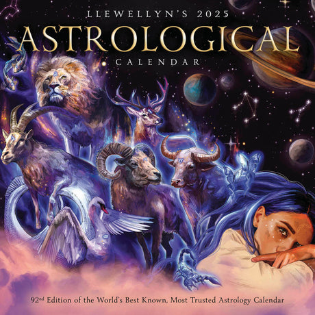 Llewellyn's 2025 Astrological Calendar front cover. "92nd Edition of the World's Best Known, Most Trusted Astrology Calendar"