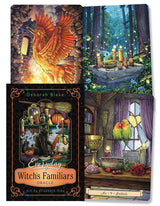 Everyday Witch's Familiars Oracle deck & guidebook with card examples
