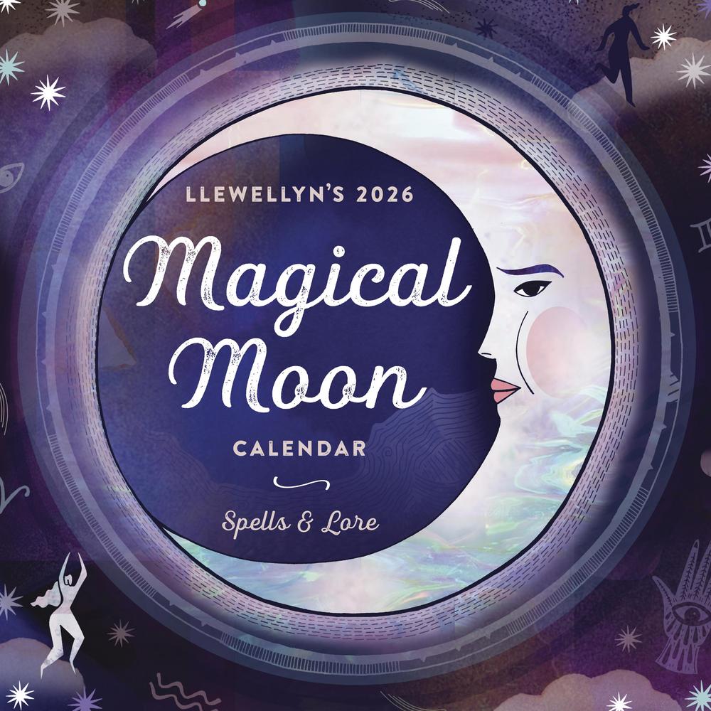 Front cover of 2026 Magical Moon calendar, celestial designs