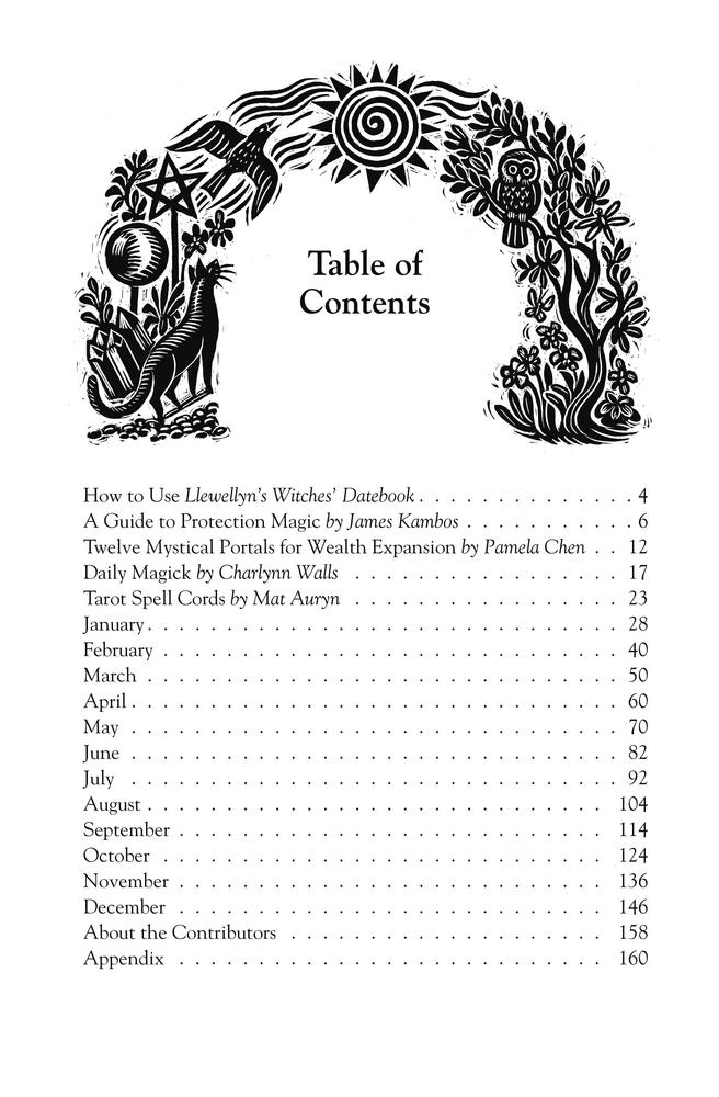 Table of Contents, Witches' Datebook