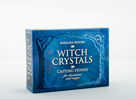 Blue packaging of Barbara Moore Witch Crystals on a white background