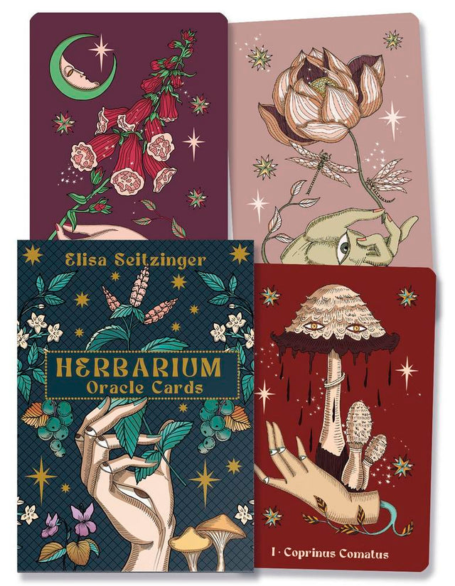 Herbarium Oracle Cards by Elisa Seitzinger, showing different card art