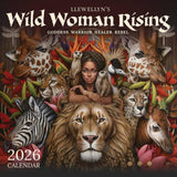 Llewellyn's Wild Woman Rising 2026 calendar cover with a woman surrounded by animals and nature elements.
