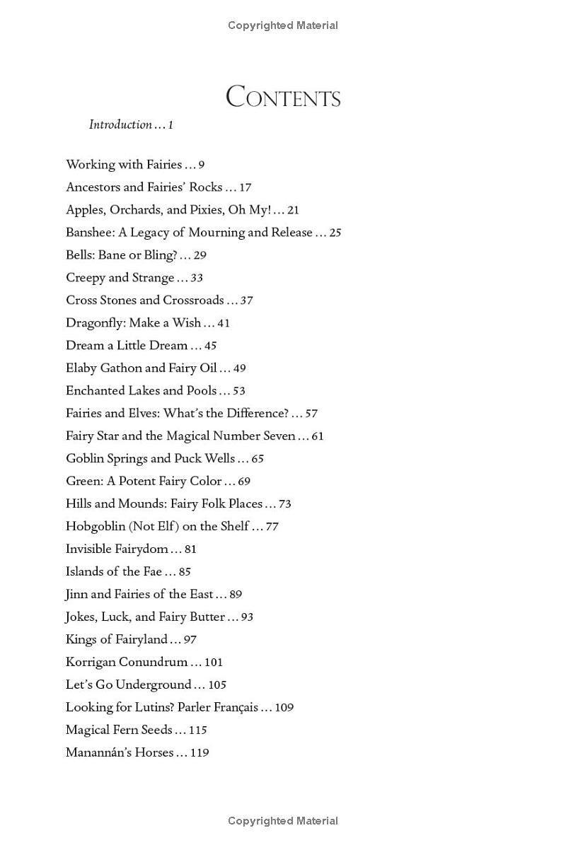 A Miscellany of Fairy Folk, Myths, and Magic by Sandra Kynes - Table of contents