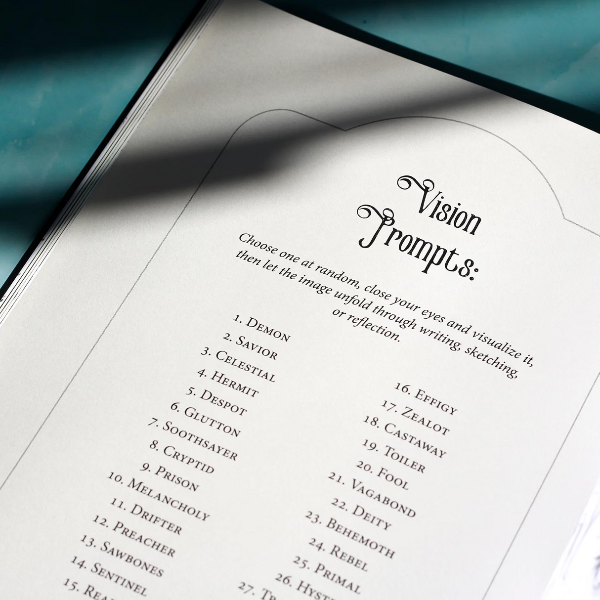 Death & The Maiden Creativity Journal - Vision Prompts example page