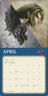 Legend of Zelda 2027 wall calendar - April showing Link and wolf