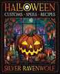 Book cover of 'Halloween Customs, Spells, Recipes' by Silver Ravenwolf with a jack-o'-lantern and Halloween-themed design.