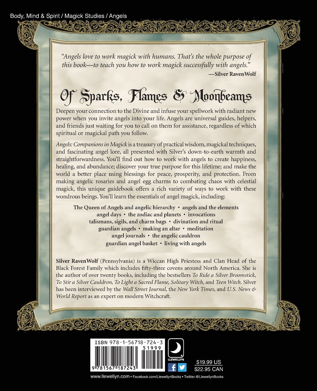 Back of book cover for Angels: Companions in Magick