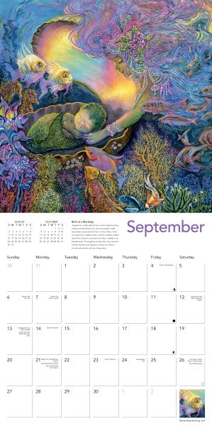 Calendar with a colorful underwater fantasy scene, focusing on the month of September.