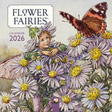 Flower Fairies calendar cover with a pixie girl and butterfly among flowers by Cicely Mary Barker