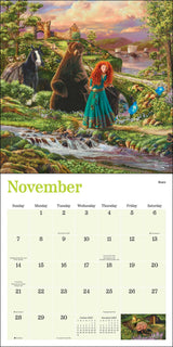 Disney Dreams Thomas Kinkade 2027 Wall Calendar - November showing characters from Brave
