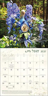 Fairy Houses 2027 Wall Calendar - May page with flowers, fairy house, calendar