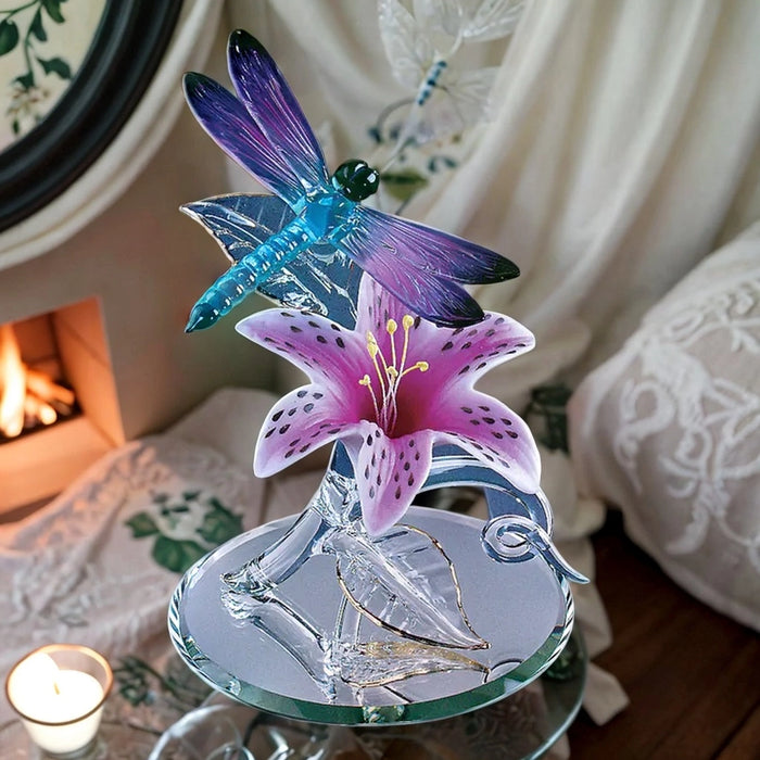 Glass Dragonfly with Lily in bedroom
