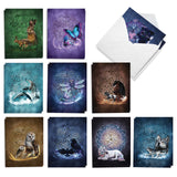 Collection of greeting cards with various Celtic & animal designs on a white background