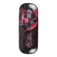 Eyeglass case by Anne Stokes, red dragon curled around Gothic cross with gems