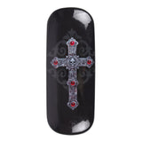 Back of glasses case, Gothic cross with skull