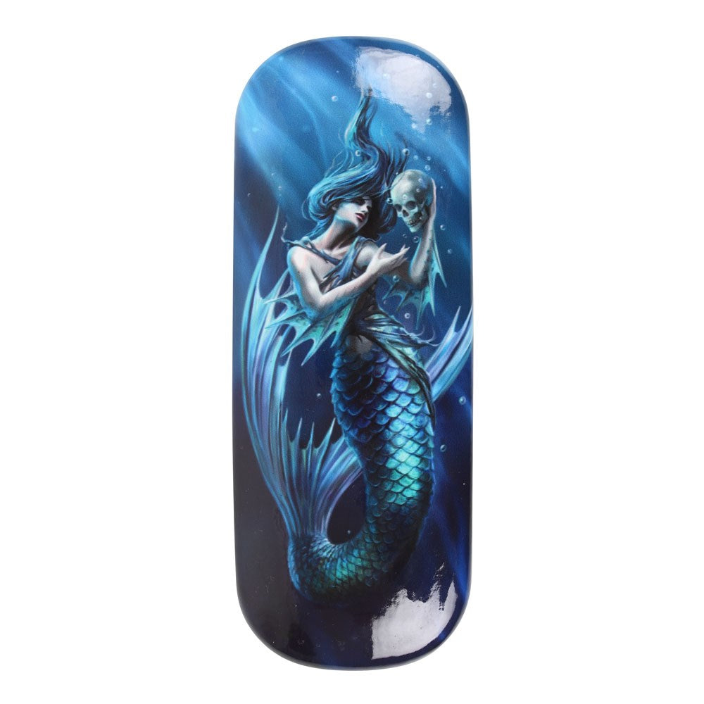 Eyeglass case with art by Anne Stokes, mermaid holding human skull