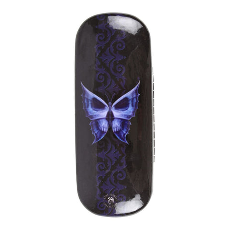 Back of glasses case, butterfly skull design